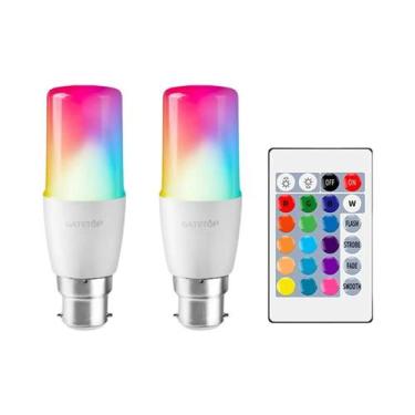 Imagem de Lâmpada LED RGB 2PCS E14/E27/B22 T37 Multicolorida Regulável 16 Cores 