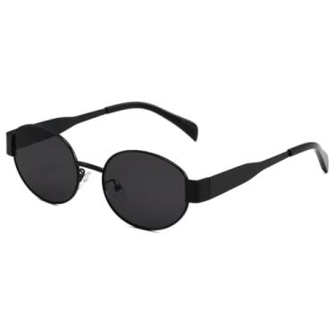 Imagem de VFDHN Óculos de sol punk de metal, redondo, clássico, vintage, UV400, para festa, praia, ambiente externo, masculino (preto)