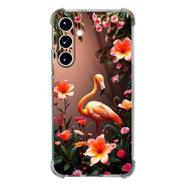 Imagem de Beaucov Capa para Galaxy S25 FE, linda capa de proteção contra quedas de flamingo em flores à prova de choque TPU capa protetora de corpo inteiro resistente a arranhões para Samaung Galaxy S25 FE
