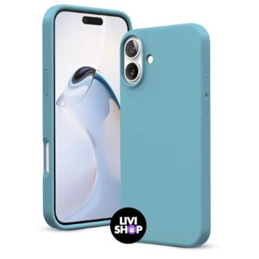 Imagem de Capa Case Capinha Para iPhone 16 Silicone Com Bordas Elevadas Aveludada Forro Premium (AZUL BEBE)