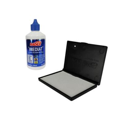 Imagem de Kit Almofada e Tinta Carimbo Imediat 100 ml Azul - Radex