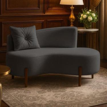 Imagem de Sofá Orgânico Divã Veludo Com Pés de Madeira - 7 Decor, Cinza