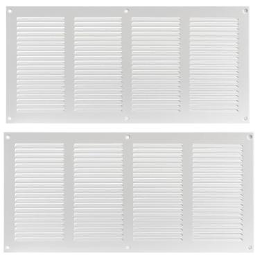 Imagem de Grelhas de ar de retorno de aço com cobertura de ventilação 40 x 20 cm com forro interno - capa de ventilação HVAC montável na parede e no teto - Tela de proteção HVAC Grade de ar de retorno (2PK-40