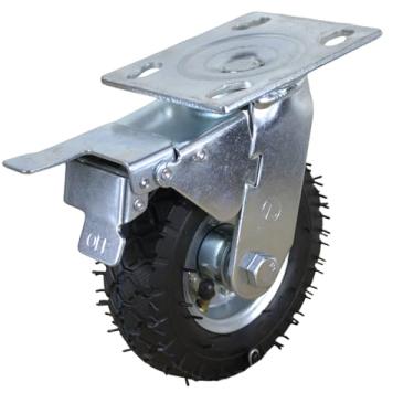 Imagem de Rodízio Giratório com Roda Pneumática 6x2” com Câmara de Ar – 150kg – Aro Zincado Reforçado e Freio Duplo - Master Roll