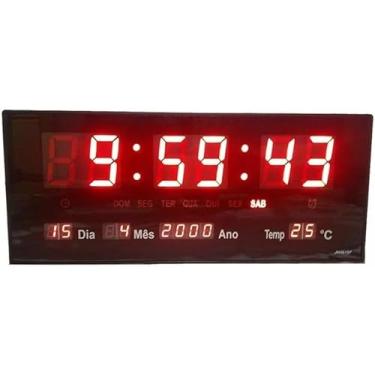 Imagem de Relógio de Parede LED Digital 36cm com Data, Temperatura, Calendário e Alarme – Display Grande, Alto Brilho, Ideal para Escritório, Sala, Academia e Idosos – Bivolt, Silencioso e Moderno