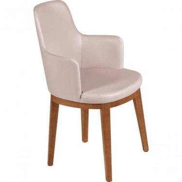 Imagem de Poltrona De Madeira Tramontina London Com Estofado Em Couríssimo Bege