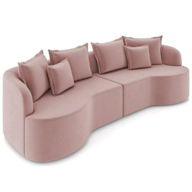 Imagem de Sofá 4 Lugares Orgânico Sala De Estar Living 270cm Ekos K01 Veludo Rosê - Lyam Decor
