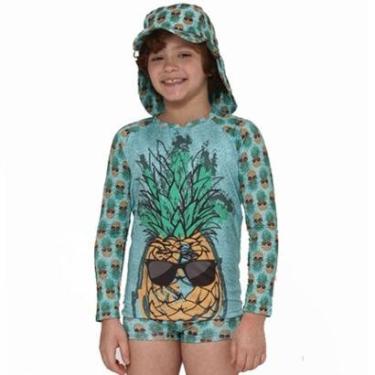 Imagem de Camiseta Praia Infantil Proteção UV Abacaxis Verde Accua UV.Line-Masculino