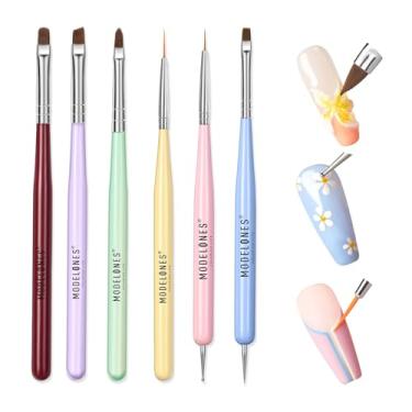 Imagem de Modelones Conjunto de pincéis de arte de unhas, kit de pincéis de esmalte de gel, gel de extensão, forro, limpeza, escultura, edifício apex, canetas pontilhadas, ferramentas profissionais para desenho