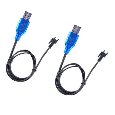 Imagem de Colaxi 2x 3,7 V 400 mAh Cabos de carregamento USB Cabos de carregamento de bateria de brinquedo RC Indicador LED conveniente de de 60 cm para carro RC