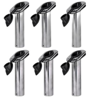 Imagem de Kit 6 Porta Caniço Inox Reforçado Inclinado Tampa Em Nylon