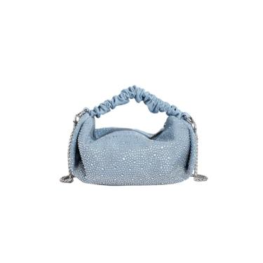 Imagem de SweatyRocks Bolsa feminina com strass, bolsa para noite com fecho de zíper com glitter, mini bolsas, Azul, one_size