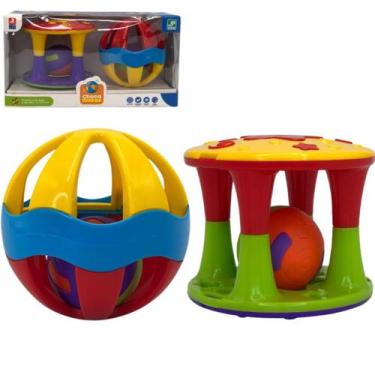 Imagem de Brinquedo Infantil Bebe 1 Ano Bola e Torre Chocalho Conjunto Interativ