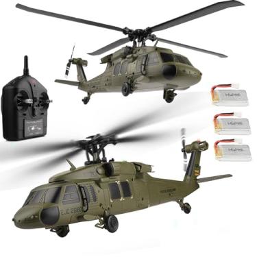 Imagem de Ssccgym K170 UH60L Helicóptero Controle Remoto Avião Aeronave 2.4Ghz 4CH RC Helicóptero Heli Aileronless 6-Axis Giroscópio Altitude pairando 3 baterias para adultos iniciantes