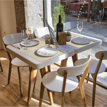 Imagem de Kit Jogo Americano Sousplat 30 Unidades Restaurantes Bar Hotel Mesa Posta - Trançado Palha Bege Retangular