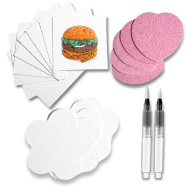 Imagem de JMCRATE Papel de pintura de textura de espuma para artesanato, 22 peças de folhas de papel de textura de espuma mágica com caneta pincel de água, folhas de pintura em branco para artesanato em 3D