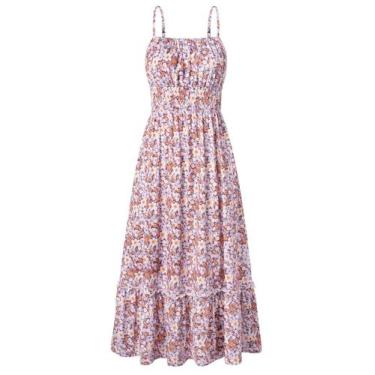 Imagem de Vestido Grace Karin 2025 de verão, maxi casual, floral, roxo, GG