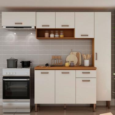 Imagem de Cozinha Compacta 8 Portas 1 Gaveta 100% Mdf Cm0091 Freijó/White Laca Brilho - Genialflex