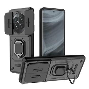 Imagem de SORAKA Capa para realme 12 Pro 5G com suporte para anel e tampa deslizante para câmera Capa realme 12 Pro Plus 5G com placa de metal para suporte magnético para carro Capa de camada dupla em PC e TPU