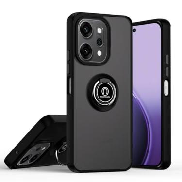 Imagem de QUIETIP Capa compatível com Oppo Reno 14 Pro com protetor de tela, TPU + anel magnético de policarbonato rígido, capa de suporte para carro, preta