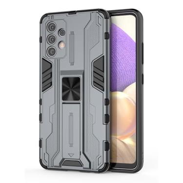 Imagem de SORAKA Capa para Samsung Galaxy A32 4G com suporte Capa de proteção resistente para Samsung Galaxy A32 4G Capa com placa de metal para suporte magnético para carro Capa Silm Fit