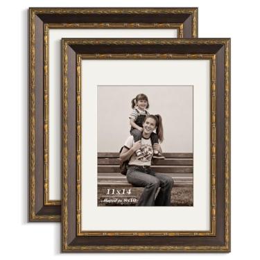 Imagem de Momentworth Moldura dourada 28 x 35 cm com tapete para 20 x 25 cm - Bronze antigo - Moldura vintage ornamentada 28 x 35 cm com vidro temperado e moldura de 3,8 cm de largura, suporte de parede para