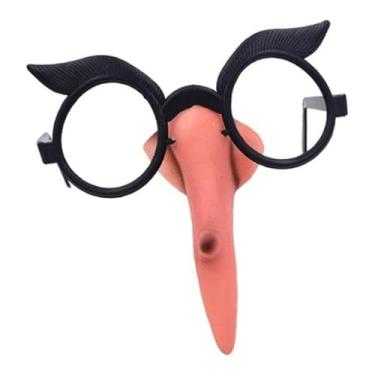 Imagem de YIJU Óculos de nariz de bruxa, óculos de disfarce com nariz engraçado, acessórios decorativos para fantasias de Halloween, adereços para baile de máscaras