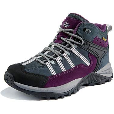 Imagem de Wantdo Botas Femininas Impermeáveis para Caminhadas Inverno Botas de Neve Antiderrapantes Sapatos de Trabalho Inverno Segurança Calçados, Purple Black, 7