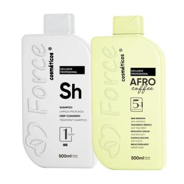 Imagem de Kit Afro Coffee 5 em 1 Force 500ml Tratamento Profissional Bioplastia 