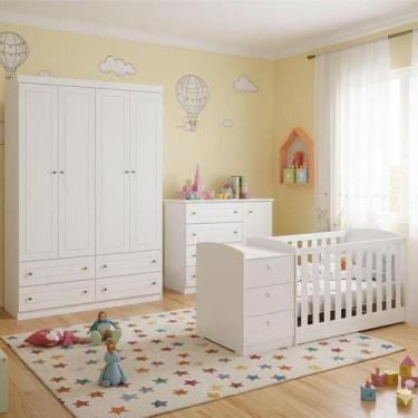 Imagem de Quarto Infantil 4 Portas Americano e Berço Multifuncional Atlanta Ambi