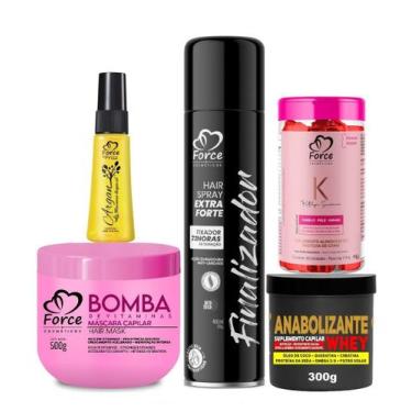 Imagem de Force Cosméticos Kit Nutrição e Fortalecimento dos Fios 5 itens - Forc