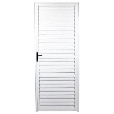 Imagem de Porta De Alumínio Palheta Branca Direita 210 X 80 L25 - 441 - Facce Porta Alum Palheta 210x080 Dir.branco .441 Facce