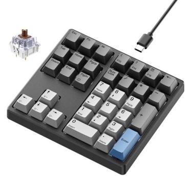 Imagem de Teclado numérico mecânico Kisnt Hot Swappable Numpad branco retroilumi