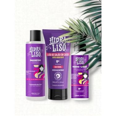 Imagem de O KIT COMPLETO: HidraLiso + Shampoo + Termo Spray - Liso de Salao em Casa, Alisante Para Cabelo Organico, Progressiva de Chuveiro Sem Formol
