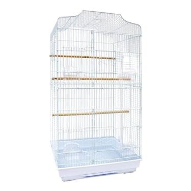 Imagem de Gaiola para pássaros, bandeja multifuncional com gaveta, várias portas, design antiescape, oferecendo espaço de atividade abundante, ninho de pássaro (branco)