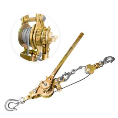 Imagem de YATOINTO Come Along Winch 4 Ton (3,991.6 kg) Capacidade de tração 3 m Cabo de aço 3 ganchos Ferramenta extrator de força de catraca resistente com engrenagens duplas extrator de cabo de guincho