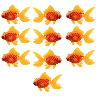 Imagem de XMHF Aquário aquário aquário artificial flutuante plástico amarelo vermelho decoração peixe dourado decoração aquário aquário decoração 10 peças
