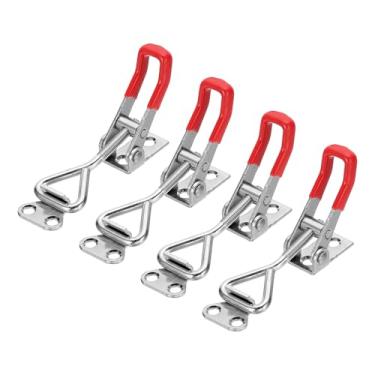 Imagem de HARFINGTON 4 peças de grampo ajustável M5 x 25 mm 99.8 kg capacidade de retenção 4001 estilo trava de liberação rápida grampos ferrolho para tampa de defumador gabarito caixa de ferramentas, prata