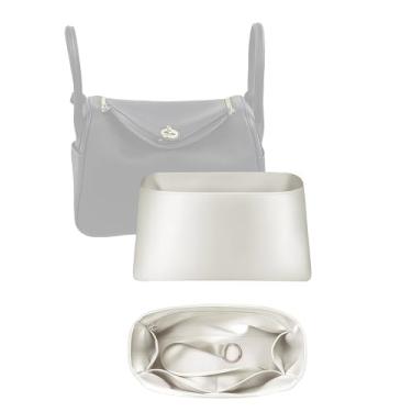 Imagem de Organizador de seda luxuoso para Lindy 19/26/30/34 – inserção leve para bolsa com bolsos, forro de cetim macio, mantém a forma da bolsa, organizador de bolsa premium e modelador de bolsa (branco