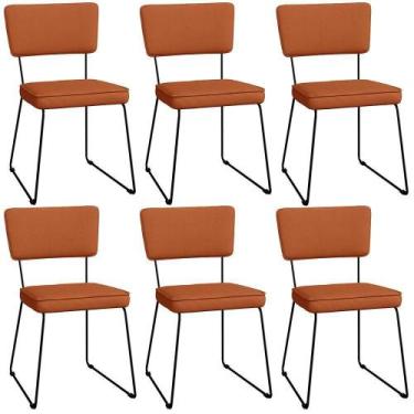 Imagem de Kit 06 Cadeiras Decorativas Estofada Base De Aço Allana L02 Tecido Ter