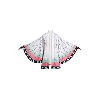 Imagem de Haydory Kochou Shinobu/Agatsuma Zenitsu/Rengoku Kyoujurou Capa Cosplay Fantasia Quimono Capa Robe Halloween Terno Adulto, Branco 2, X-Small