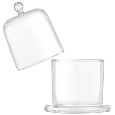 Imagem de Pote de vidro com tampa, potes de manteiga de vidro com tampas, mini recipientes de manteiga, transparente, pequeno, copo de vela cloche de manteiga para geleia, doces, manteiga, recipiente com tampa