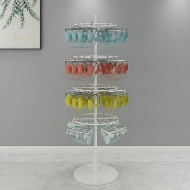 Imagem de CUTPOIY Loja de roupas íntimas, suporte de exibição de sutiã de shorts de loja de varejo, organizador de cabide de 3/4 camadas de piso para shopping center (branco 4 níveis)