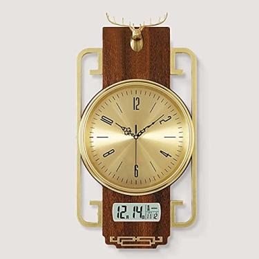 Imagem de AKALNNB Decoração de parede de metal para casa, relógio de parede para decoração de sala de estar, relógios de parede, relógio de parede com pêndulo (A) (C)