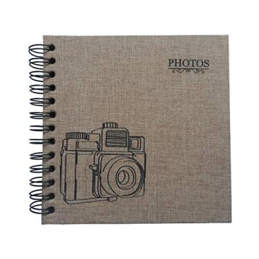 Imagem de Enyuwlcm capa dura de linho pequeno scrapbook com páginas pretas 4 x 6 Álbum de fotos feito à mão DIY Álbum livro adequado para escola crianças menino 40 páginas, Coffee, 1