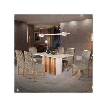 Imagem de Mesa de Jantar 6 Cadeiras 6 Lugares Retangular Mel e Off White Sonetto