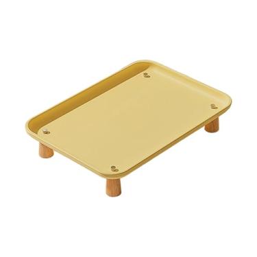 Imagem de Generic Suporte para comedouro de animais de estimação, suporte para tigela de alimentação de gatos para gatos internos, dispensador de água, prateleira, Amarelo