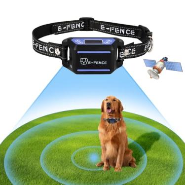 Imagem de E-FENCE Sistema de cerca de coleira de cachorro sem fio GPS, cerca elétrica para cães, força de aviso ajustável, sistema de contenção de animais de estimação, uso externo apenas