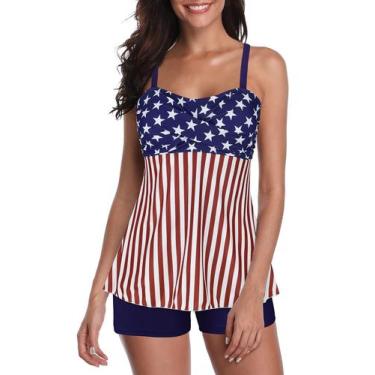 Imagem de Fatos de banho Tankini Century Star Tummy Control femininos com shorts
