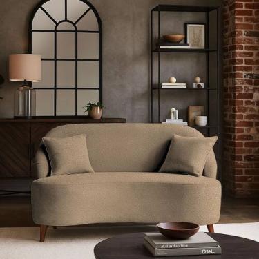 Imagem de Sofá Orgânico Curvo 2 Lugares Feijão Bouclé - BL Decor, Cacau